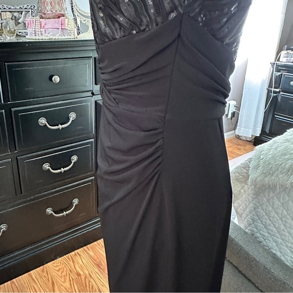 David Meister Black Sequin Bodice Cocktail Sheath Dress Size 6 (EUC) - Picture 6 of 16